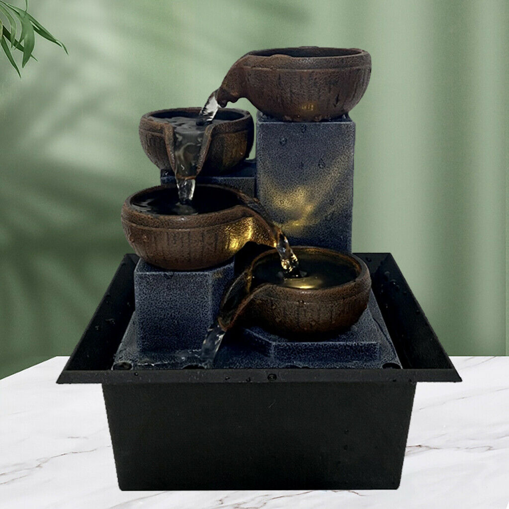 1pc Tabletop Water Fountain 5-Step Water Sound Compact Bedroom Decor Arts