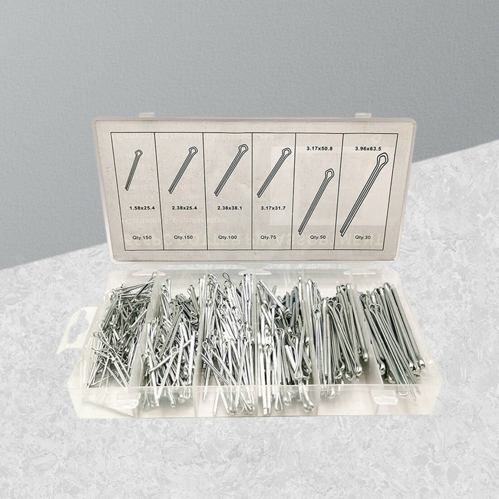 555-Piece 6 Sizes Cotter Pin Assortment Set Heavy Duty Accessories Premium