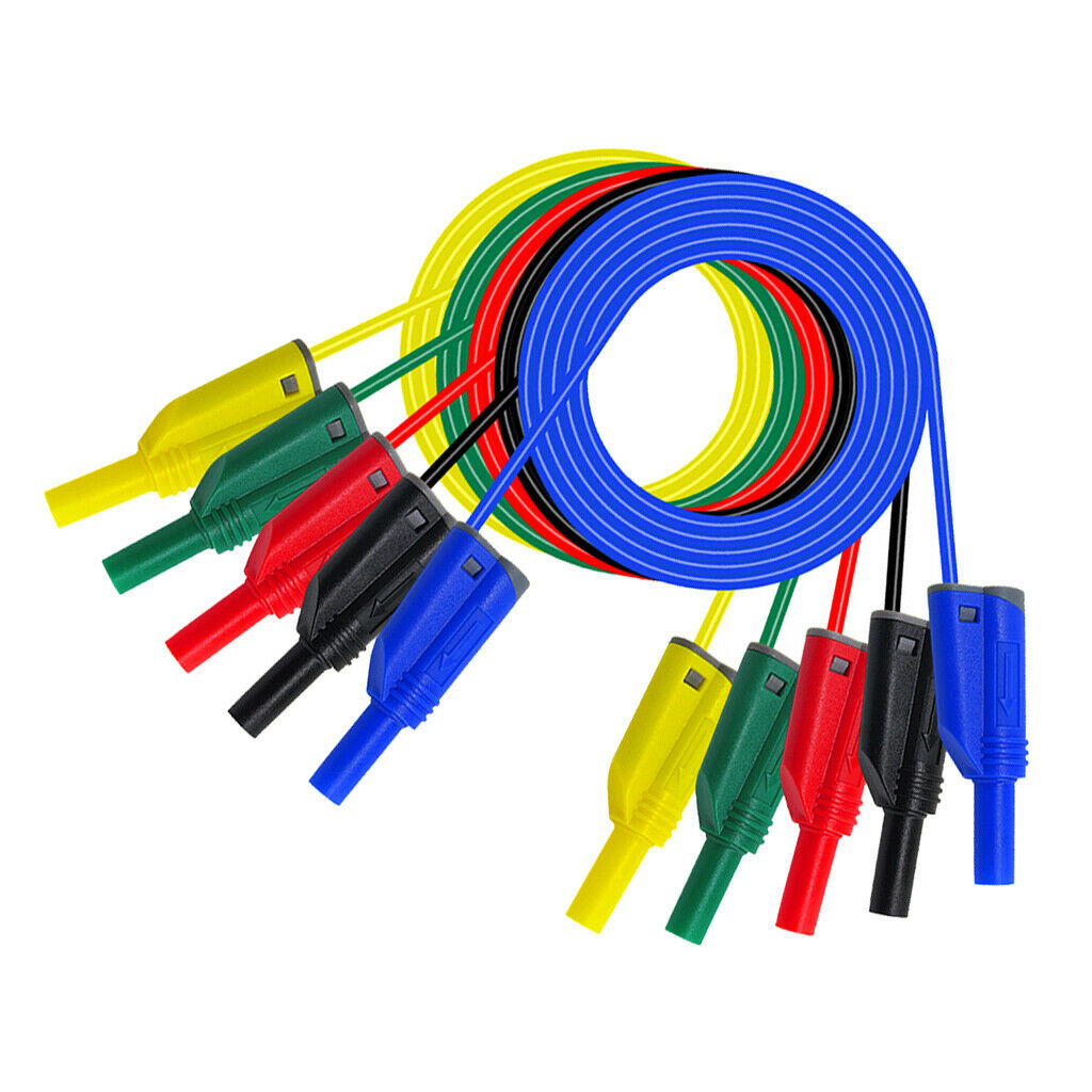 5pcs Banana Plug to Banana, Test Cable Lead Connector - Dual Tester Probe