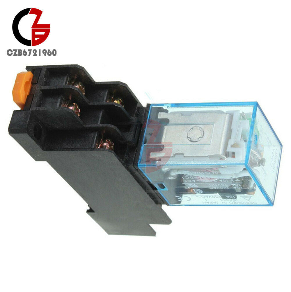 DC 12V Coil Power Relay LY2NJ 8 Pin HH62P-L JQX-13F10A 250V AC with Socket Base