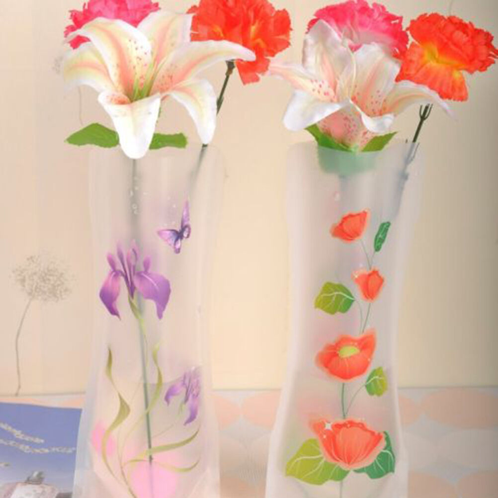 2X Foldable Collapsible PVC Plastic Flower Vase Container Party Wedding X.l8