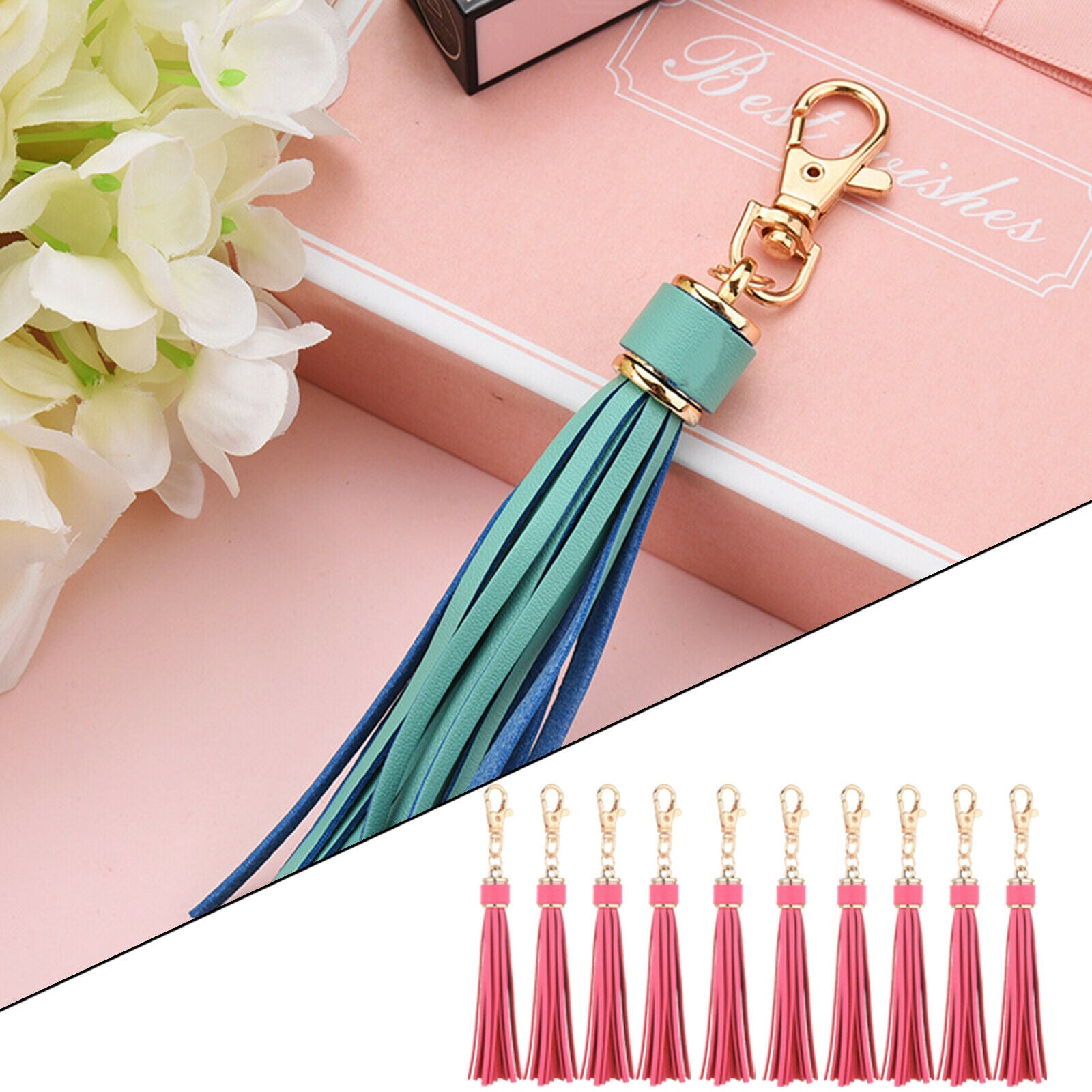 Bag Pendant Key Chain with Tassel Cute PU Leather Handbag for Handbag
