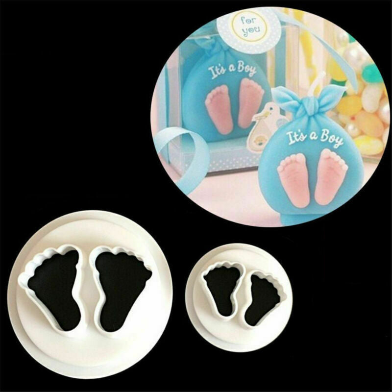 2X New Baby Feet Fondant Cutter Cake Mold Icing Sugar Paste Bakeware Decor Tool