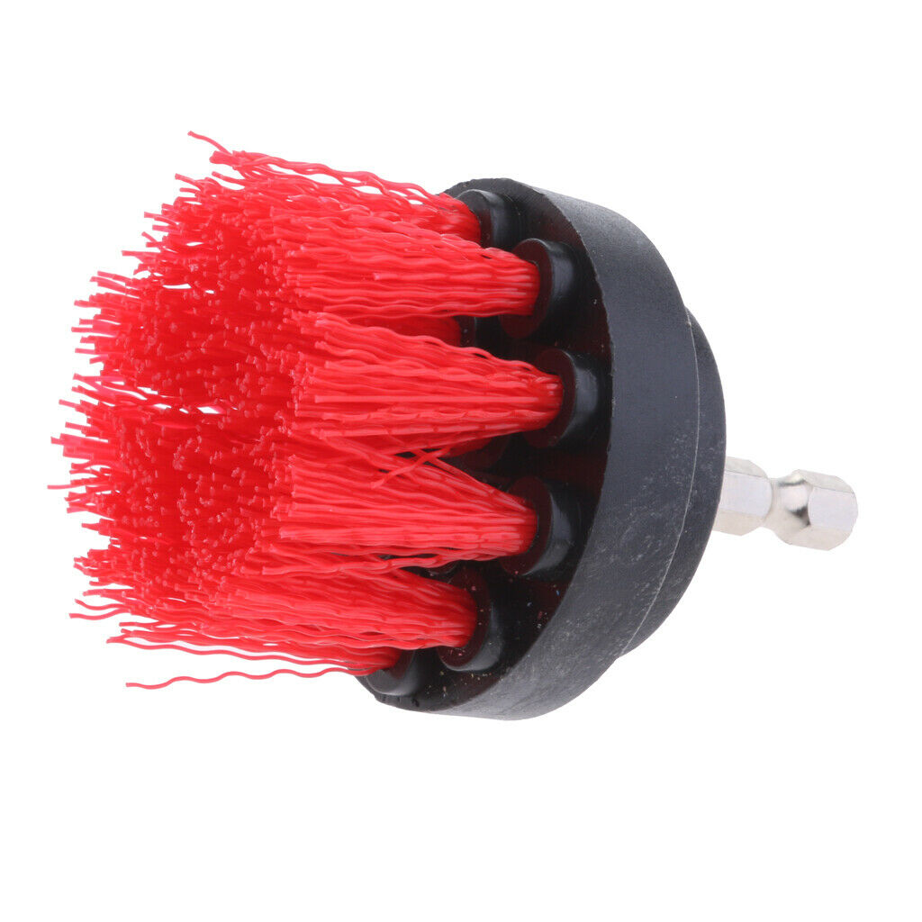 3Pcs Power Scrub Drill Cleaning Brush Set For Plastic Interiors Cleaning Red