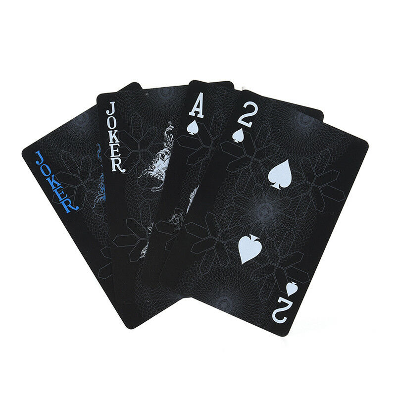 54pcs Waterproof Black Plastic Playing Cards Poker Cards Magic Playing Cards Rf