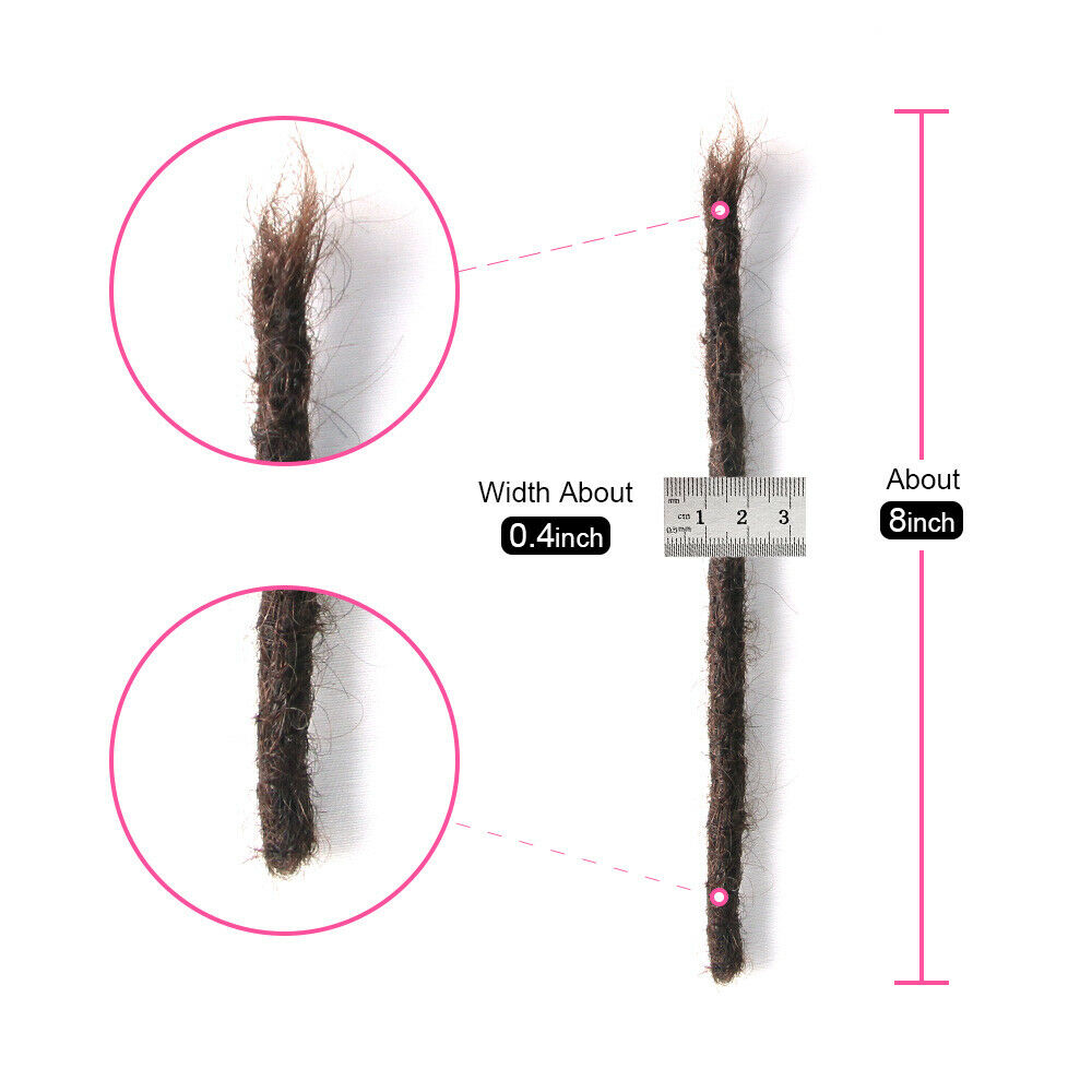 New 10PCS Short 8" 100% Human Hair Dreadlocks for Men Crochet Braids Dreads Locs