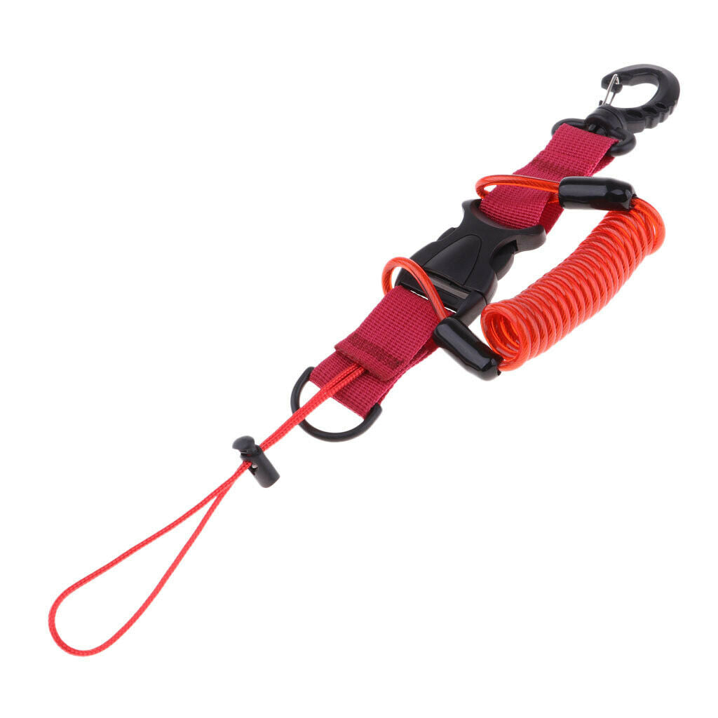 Coiled Cord Attachment Lanyard for Fishing Kayak Diving Water Sports Red