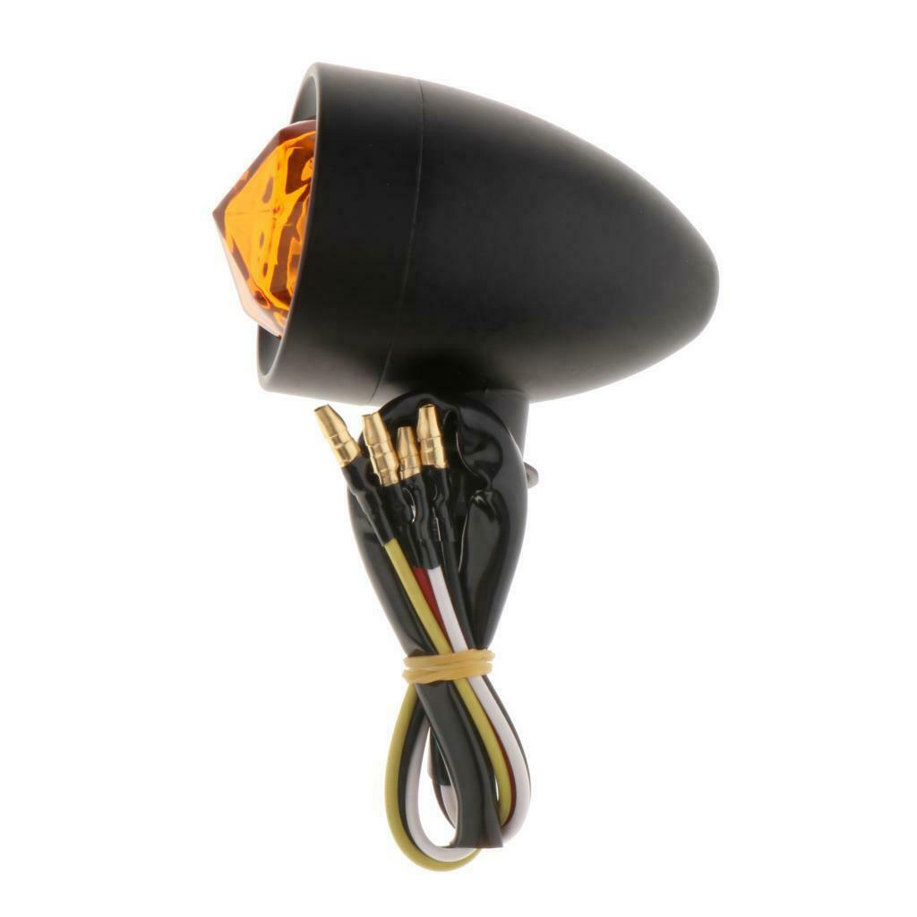 Set of 2 Motorcycle Scooter Amber Turn Signals Indicator Lights Lamp Black