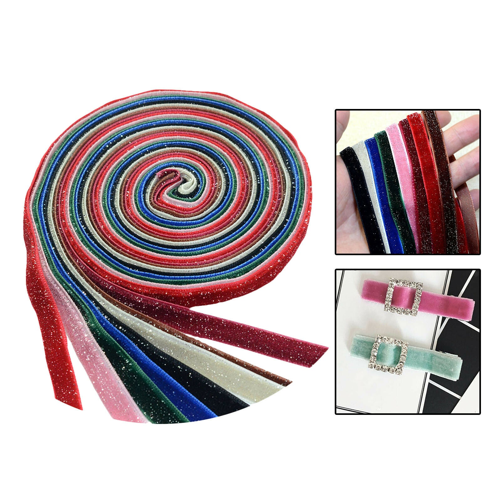 8x 9mm glitter velvet ribbon gift wrap headband hair bow DIY