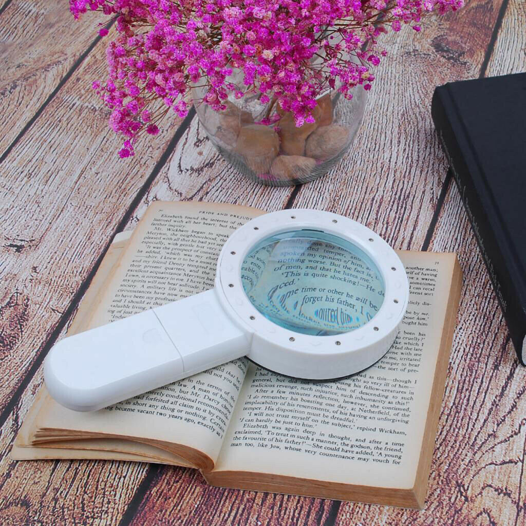 Magnification 30X Round Lens Handheld Magnifier Glass, Rocks Stamps Insects