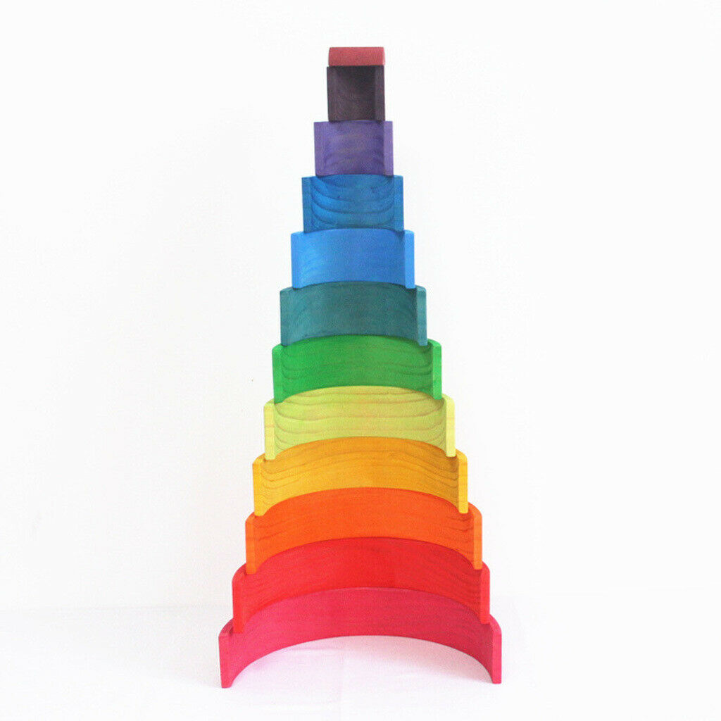 12Pcs Montessori Toys Rainbow Stacking Blocks Building Educational Toys Game