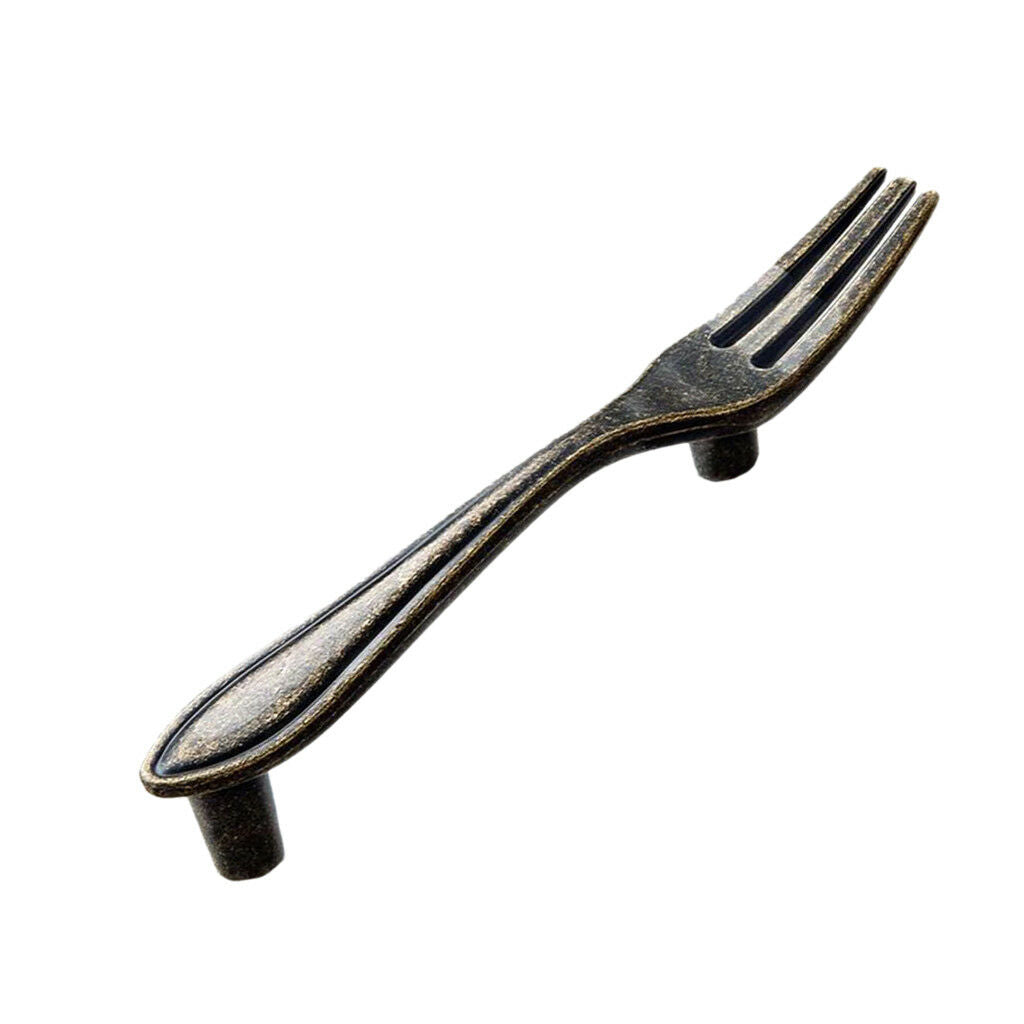 3Pcs Bronze Kitchen Cupboard Drawer shed,Gate Door Pull Handle Cutlery Shape