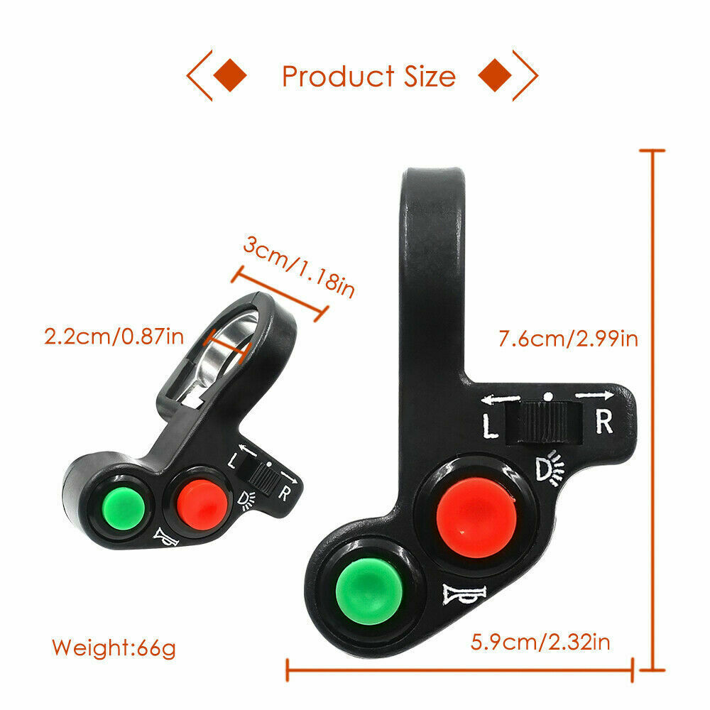 Switch Blinker Headlight Horn Turn Signal for 7/8'' Motorcycle Street Bike ATV