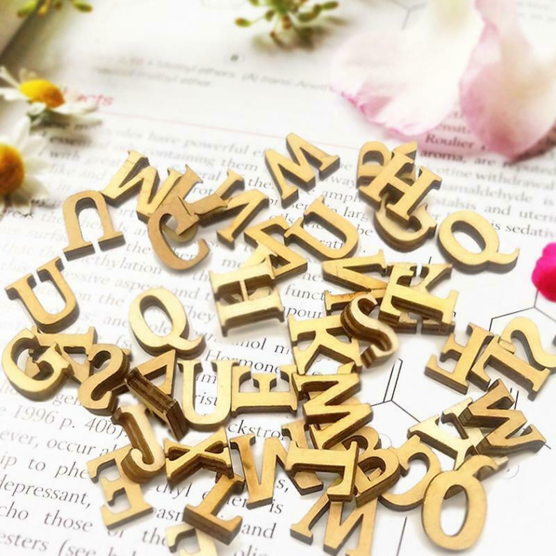 200x Unfinished Wooden Shapes Letter Alphabet Embellishments for Kids Games