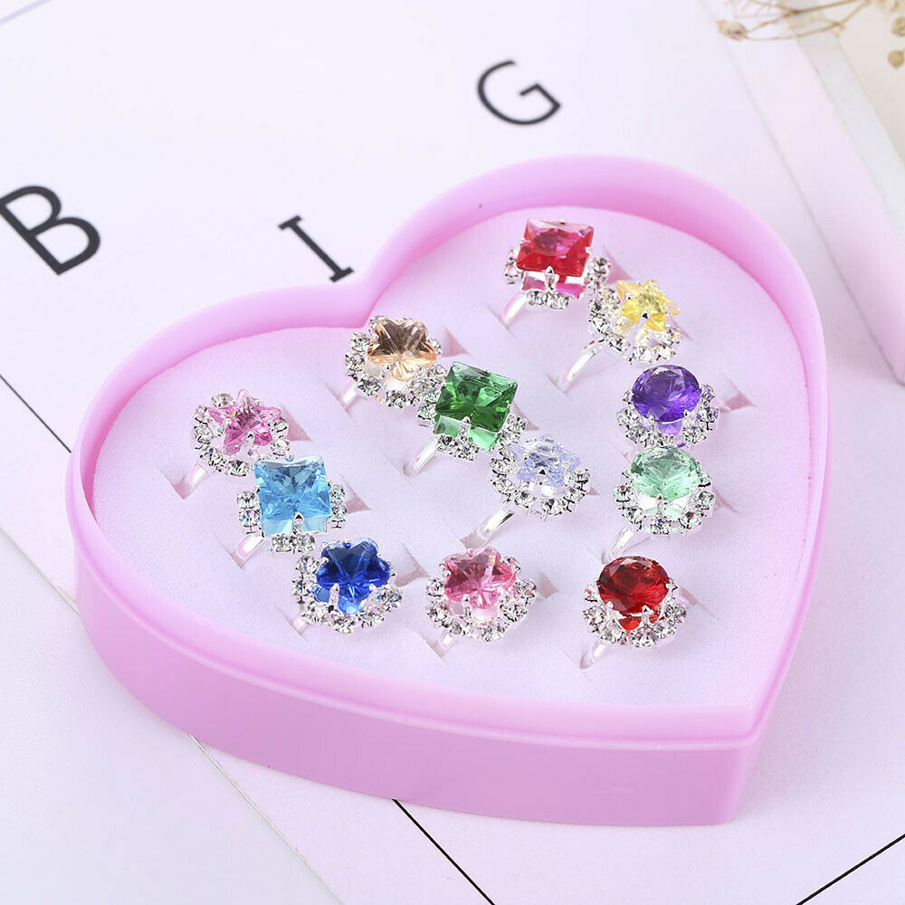 12pcs/set Cute Kids Crystal Rings Little Girls Jewelry for Kids Birthday Gift AU
