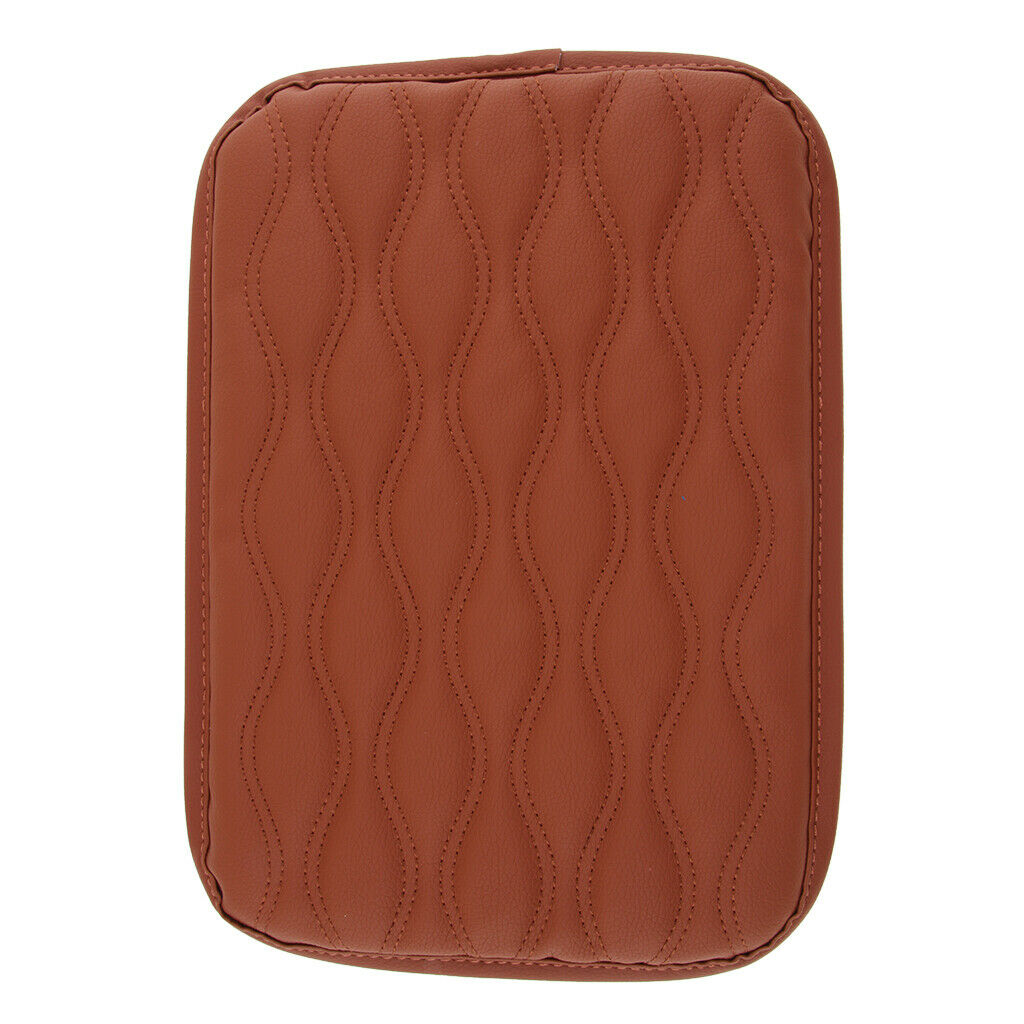2x Car Armrest PU Leather Pad Cover Center Console Cushion Pad Brown+Beige
