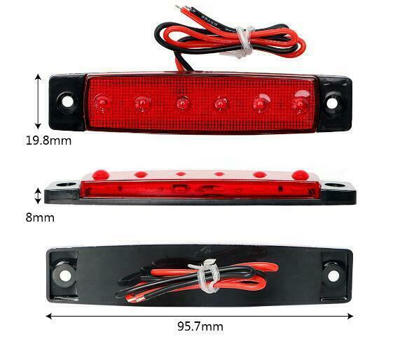 20x Universal 3.8" Red/Amber 6LED Side Marker Light indicators Truck Trailer Bus