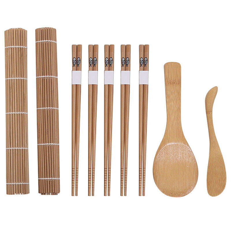 Bamboo Rolling Mats Sushi Maker Japanese DIY Rice Spreader 5Pairs Chopsti_AUBDA