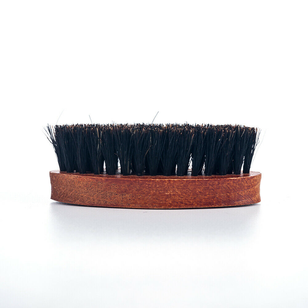Men Mustache Hard Round Brush Boar Wood Hair Bristle Beard Military Handle Comb