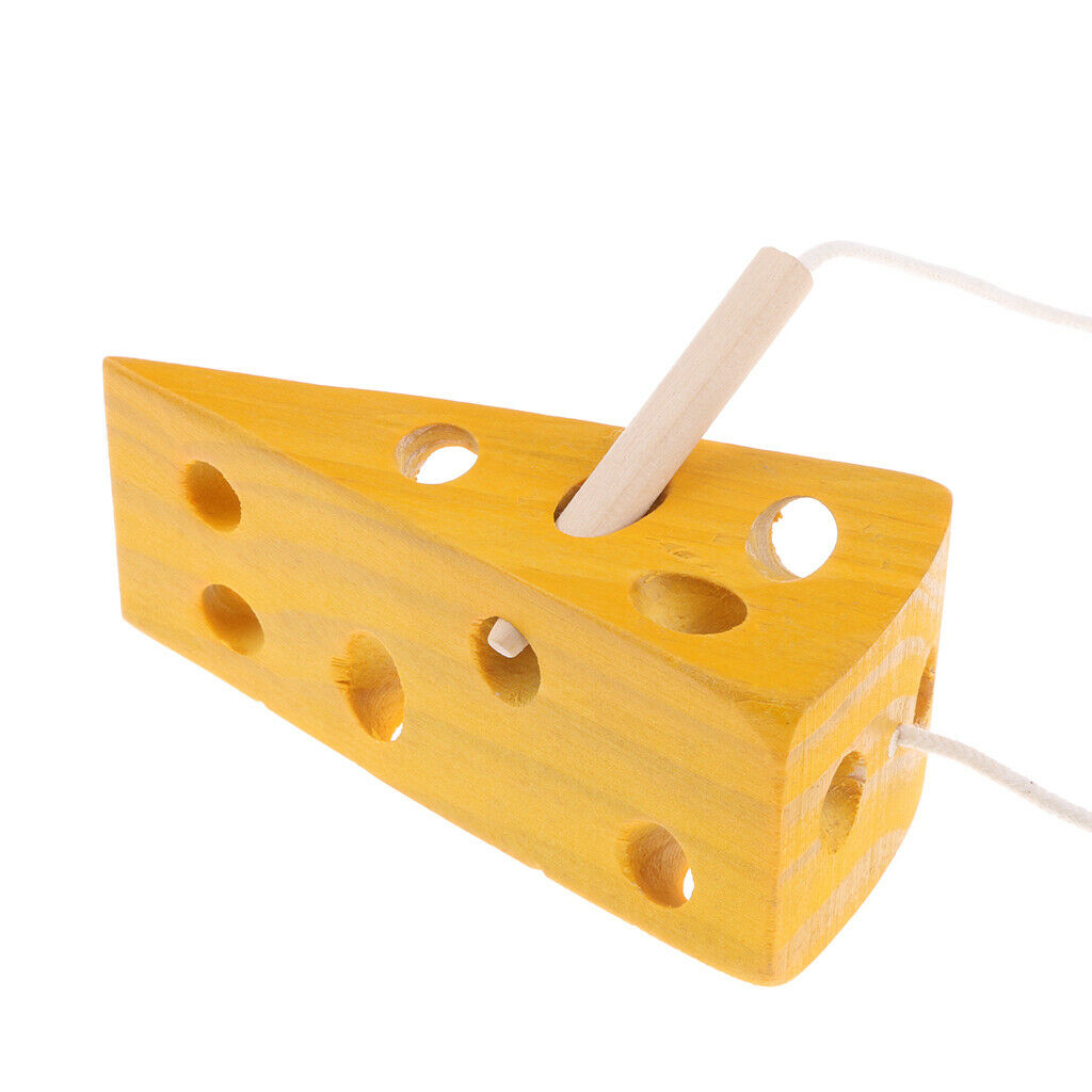 Wooden Montessori Educational Toys Cheese Lacing Game Baby Toddlers Learning