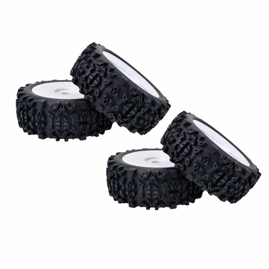 4pcs 1/8 Scale RC Rubber Tires w/ Hex 17mm Wheels Rims For RC On-Road Buggy Car
