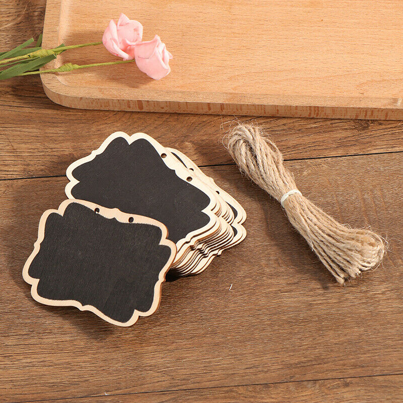 12Pcs/set Hanging Rope Wooden Blackboard Message Black Boa.l8