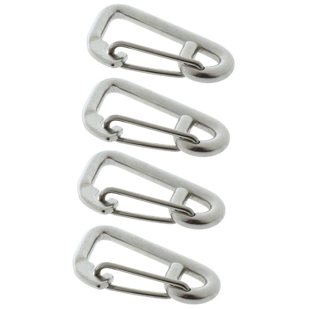 4x 6cm Marine Grade 304 Stainless Steel Spring Snap Hook Carabiner Climbing