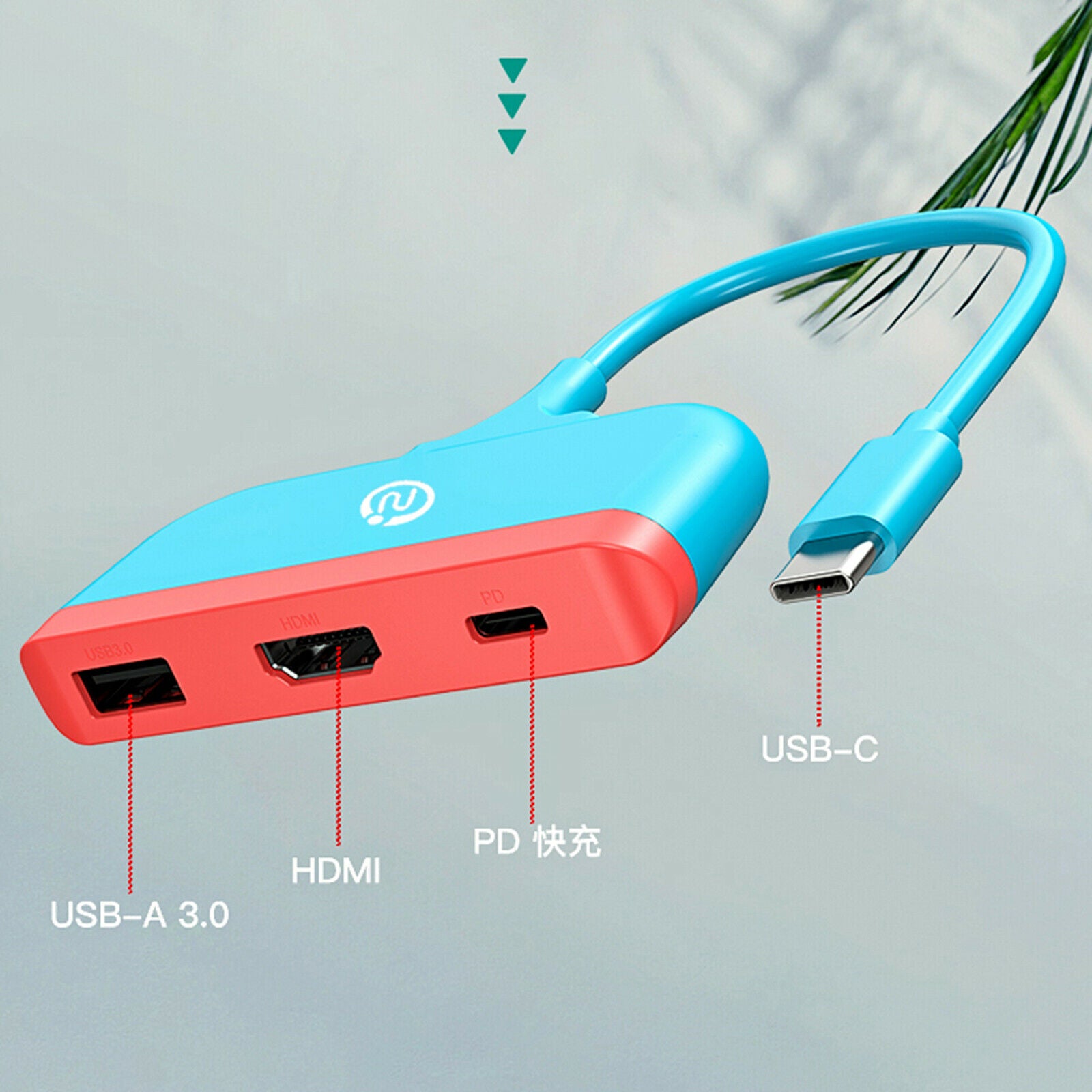 USB-C Multi-Port Hub with HDMI Output with USB 3.0 Adapter for NS Switch