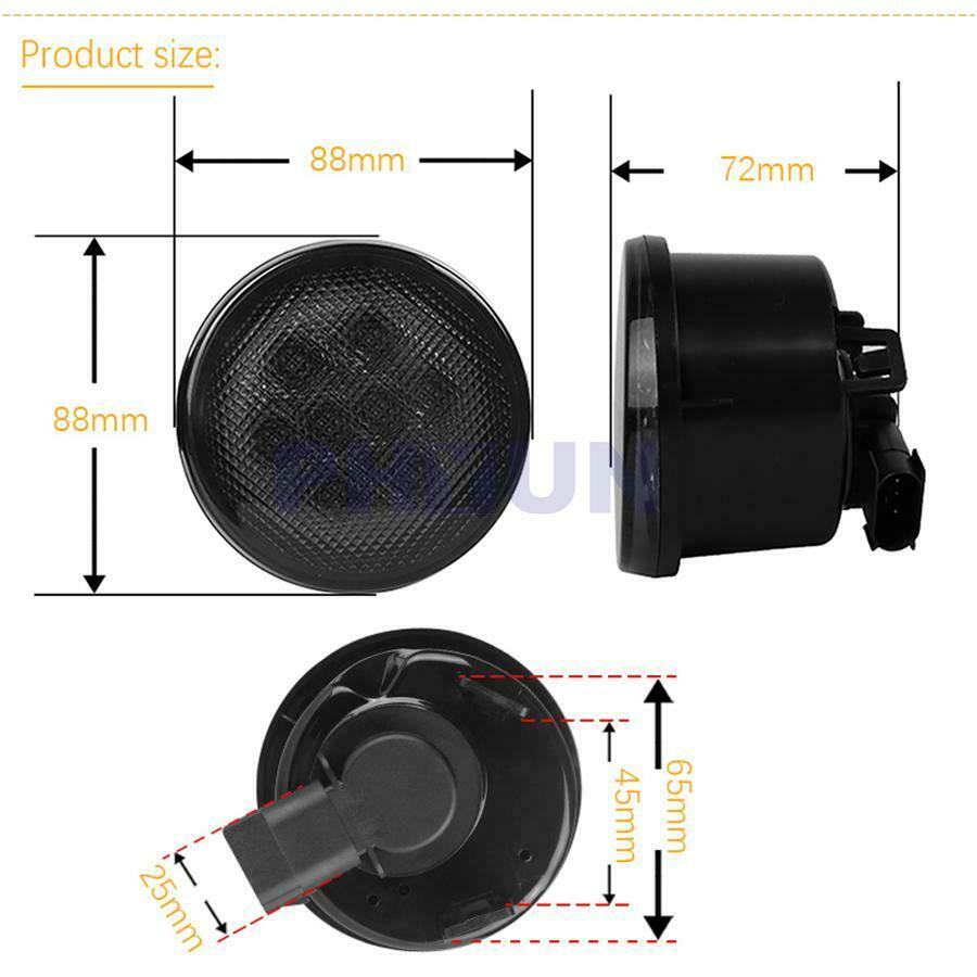 Pair Car Grill Turn Signal Light LED Amber+White Halo Ring For Jeep Wrangler JK