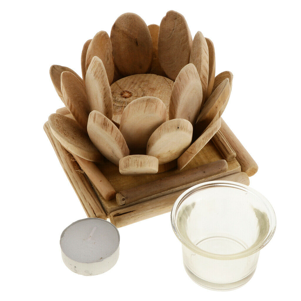 Lotus Candle Holder, Wooden Tealight Holders Handmade Ornaments Votive Holder