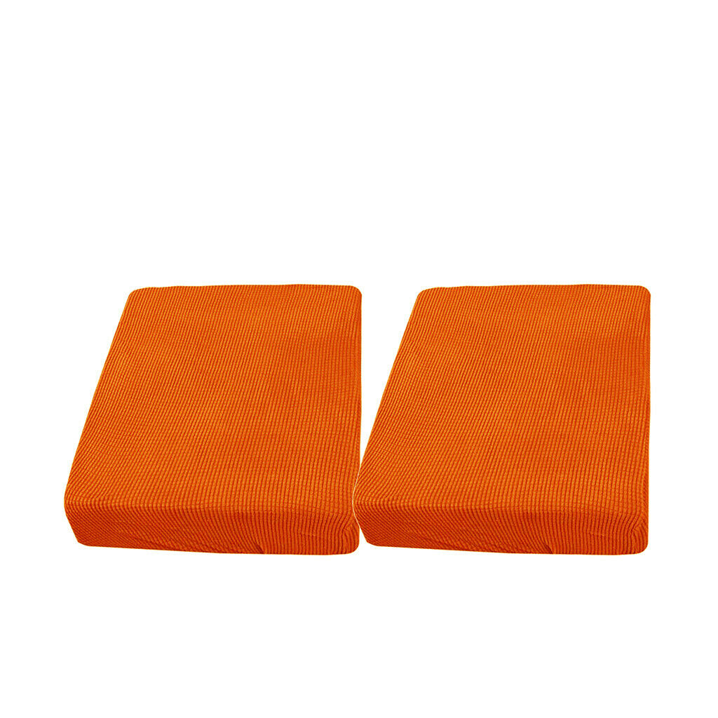 2Pcs 1 Seater Orange Stretch Sofa Futon Seat Bench Cushion Slip Cover Couch