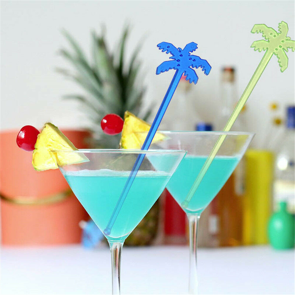 50pcs Coconut Tree Cocktail Swizzle Sticks Drink Stirrer Coffee MuddlerPuddle Xz