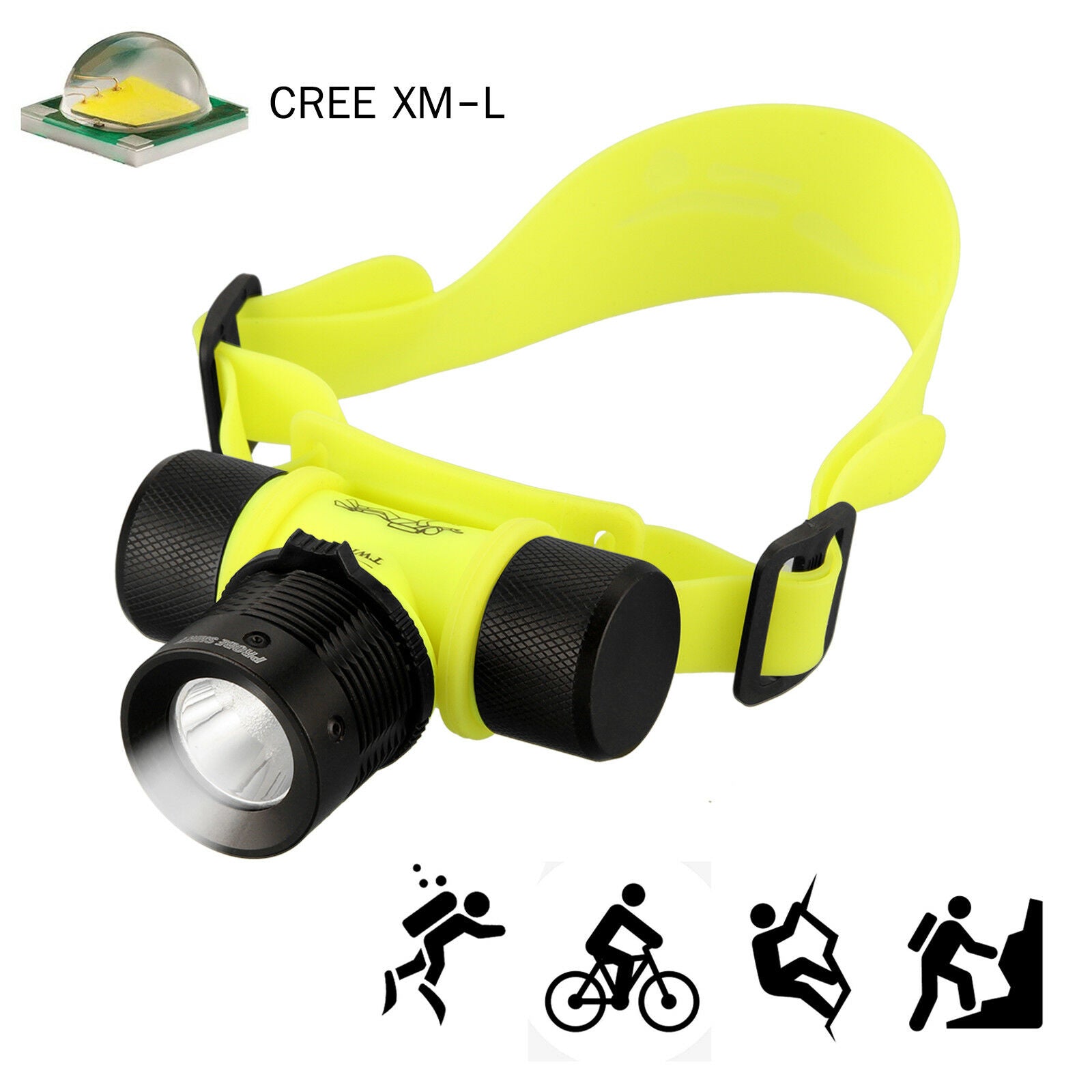 Yellow & Black  LED Waterproof Diving Scuba Headlight Headlamp