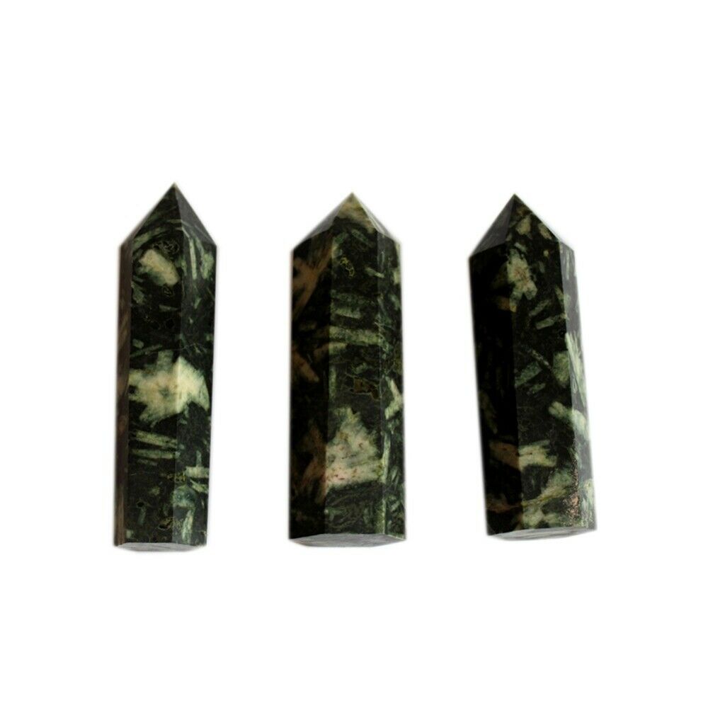 6-8cm Natural Chrysanthemum stone Crystal Quartz Tower Point Reiki Healing Wand