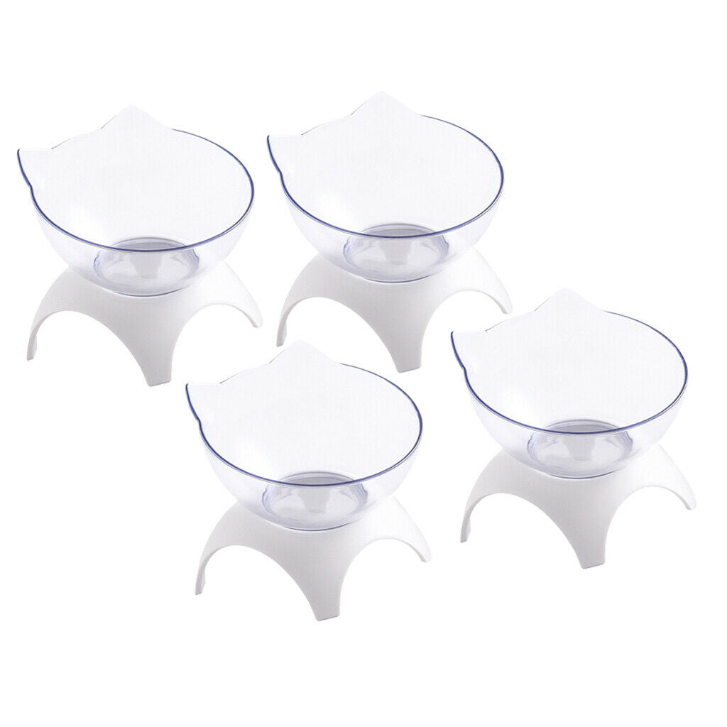 4x Round Cat Dogs Elevated Bowls Raised Feeder For Small Pet Teddy Rabbits