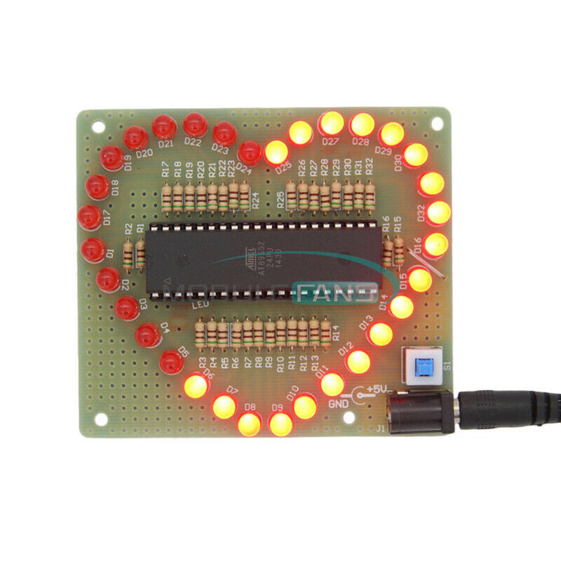 Love Heart shaped LED Red Light Water Electronic Flashing Suite Gift DIY Kits