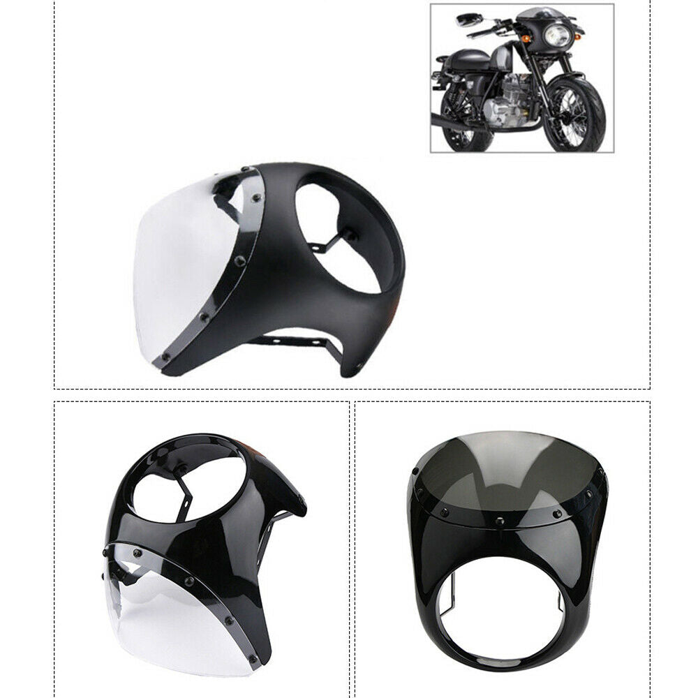 Universal Motorbike 7" Headlight Fairing Windshield Cover for Cafe Racer