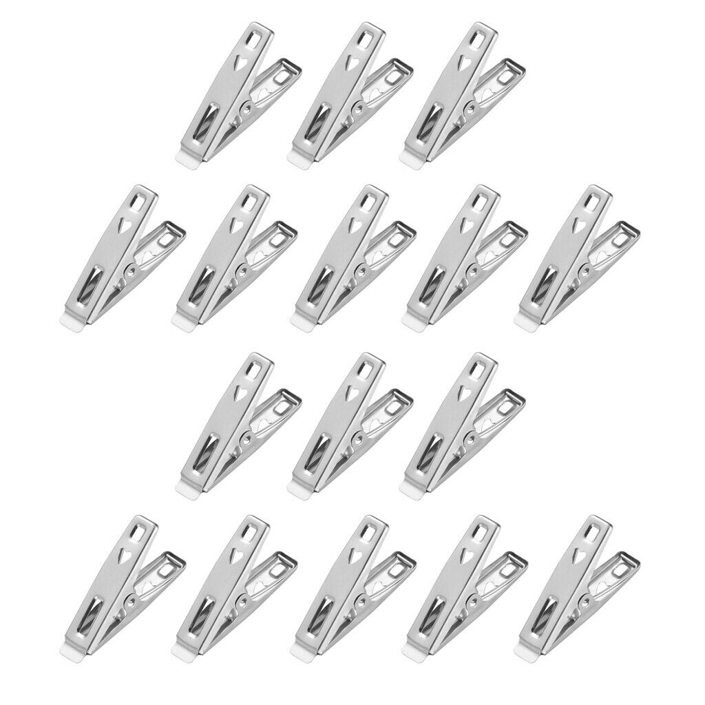 16Pcs Stainless Steel Clothespin Paper Clips Metal Laundry Pegs Photo clips