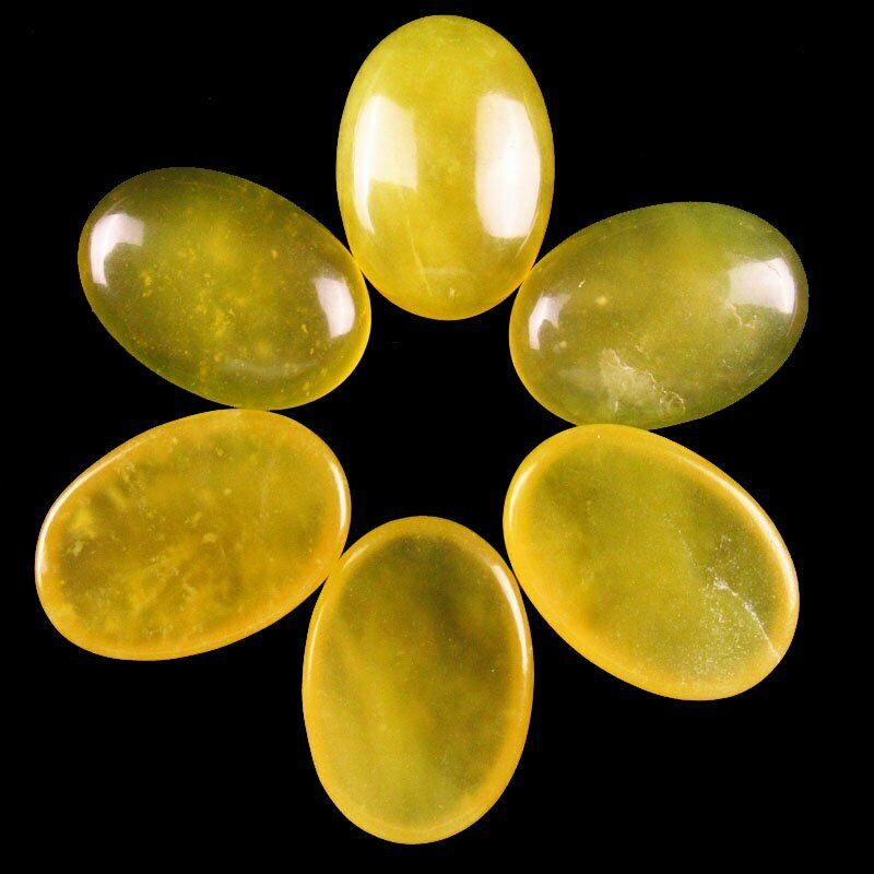 8Pcs 40g Natural Lemon Jade Oval 25x18x6mm Cab Cabochon A-237JM