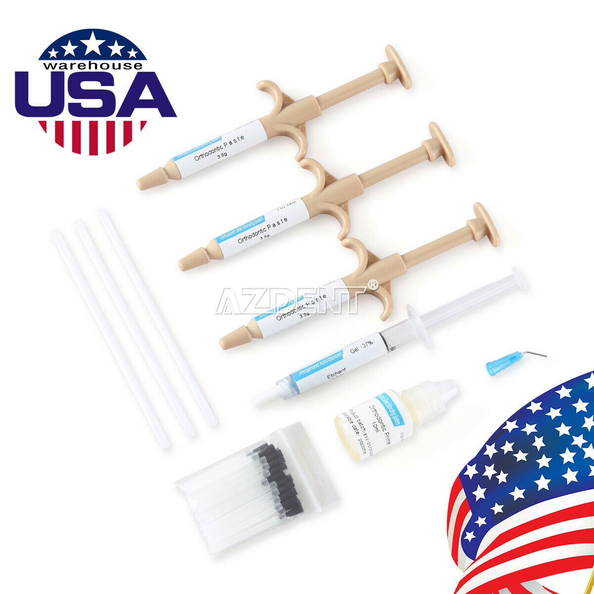 Dental Orthodontic Direct Paste Syringe Bracket Self -Cure Adhesive Bonding Kit