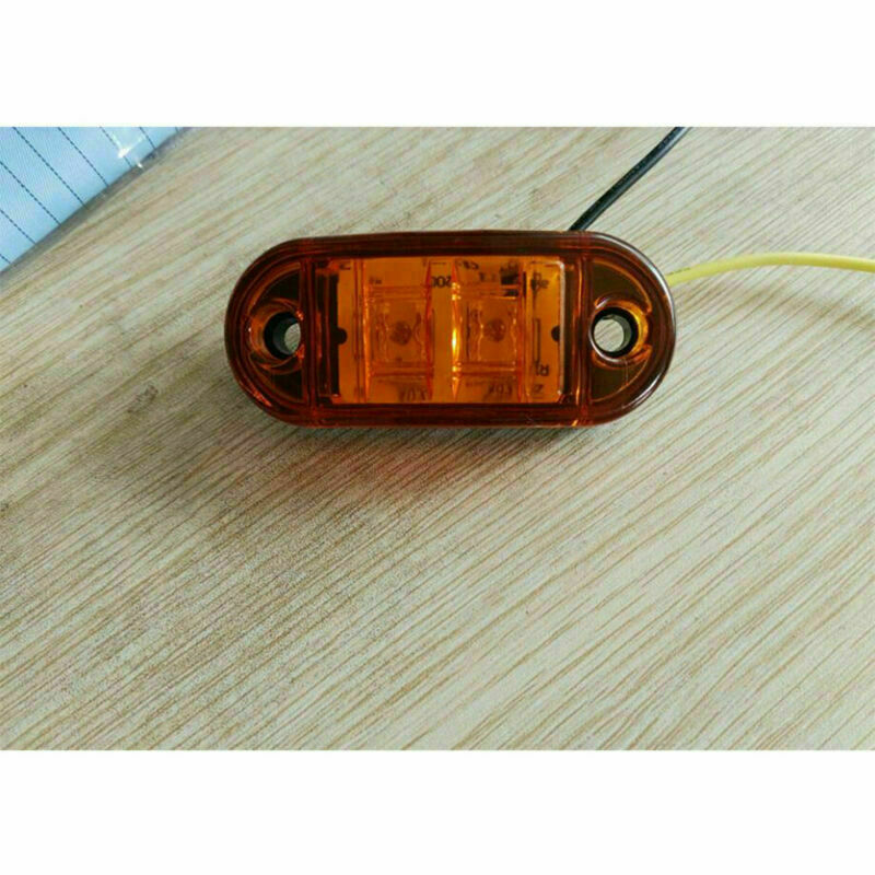 10Pcs Amber 2 LED Light Oval Car Clearance Truck Trailer Side Marker Tail Lamp