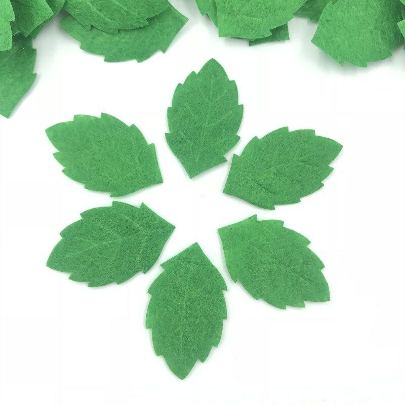 100pcs Green Leaves-shape Felt Card making decoration Sewing crafts 30mm