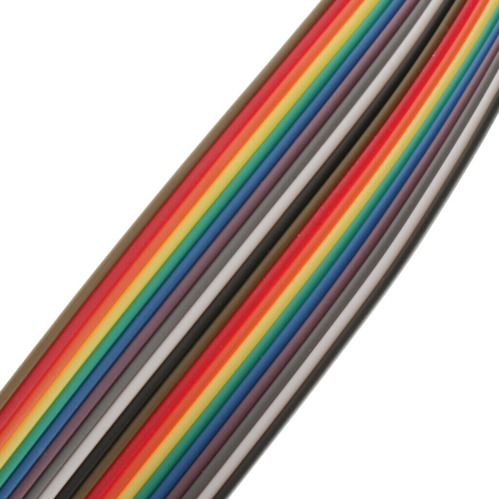 20 Pins Multicolor Flat Rainbow Ribbon Cable 16.4ft 2.5cm Width Wiring Wire