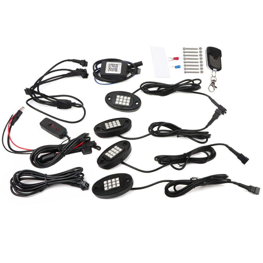 LED Rock Light Kits 4 Pods for Truck UTV ATV with Dimmer Switch new