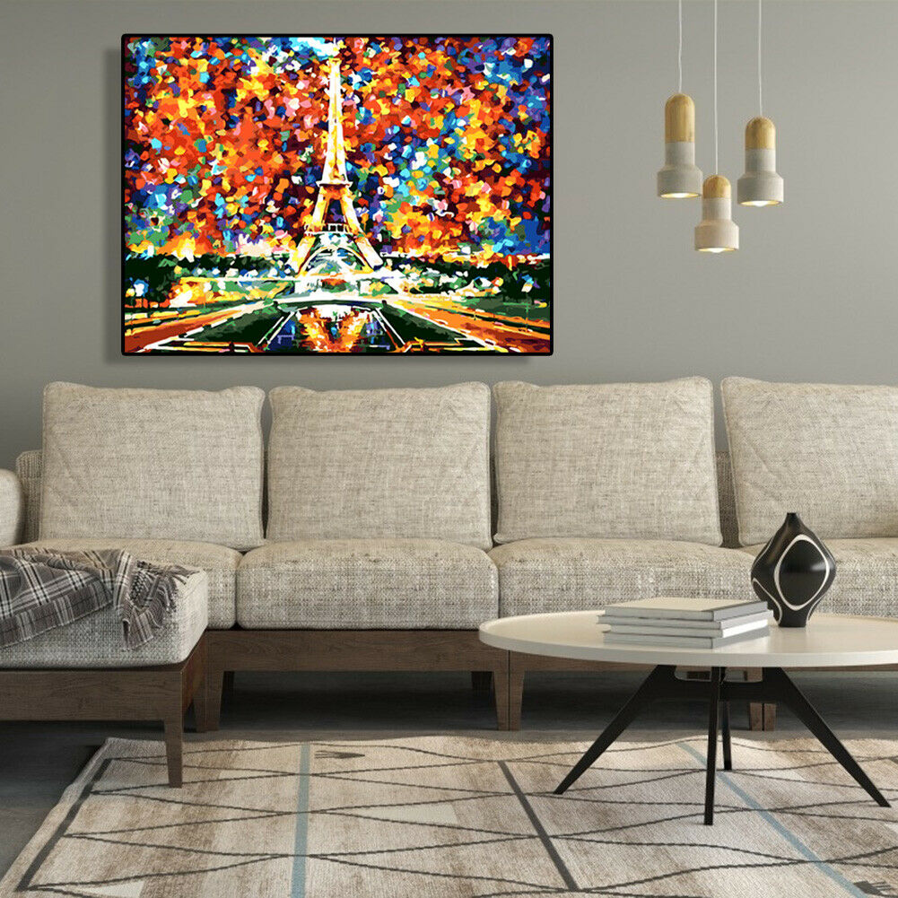 Paint By Numbers Dazzling Eiffel DIY Digital Oil Painting Canvas Picture  @
