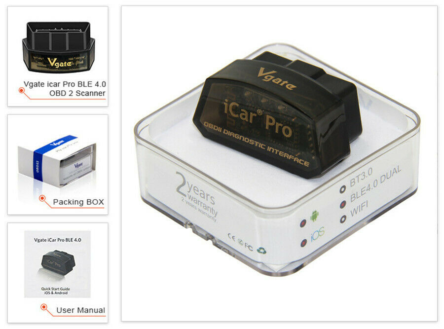 Vgate iCar Pro Bluetooth 4.0 OBDII Adapter Fault Code Clear Diagnostic Scanner