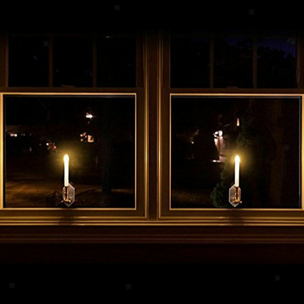 2x 2Pcs LED Solar Window Candle Wall Light Indoor Romantic Decor Ornaments