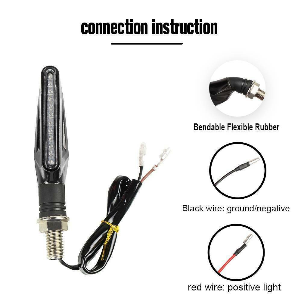 4PCS UNIVERSAL FLOWING MOTORCYCLE LED TURN SIGNAL INDICATOR BLINKER AMBER LIGHT
