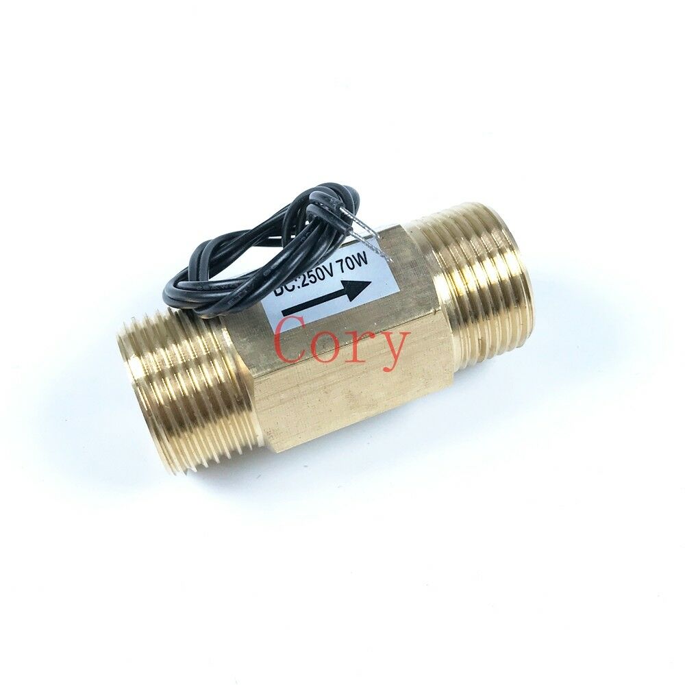 1PC Water Flow Switch Magnetic DC250V Brass G3/4 26mm Male Thread Port 1-30L/min