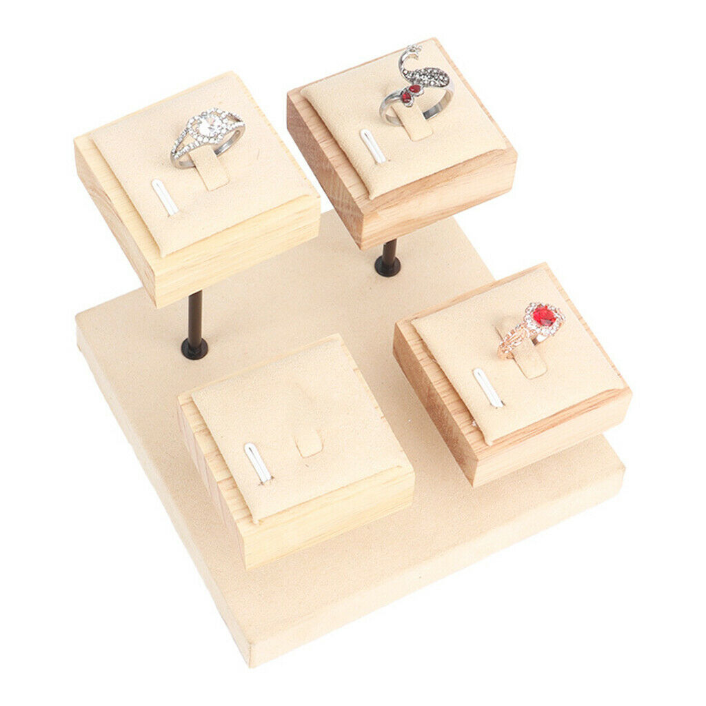 Versatile Wood Jewelry Display Stand Shelf Four-Layer for Rings Display